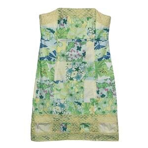 Lilly Pulitzer Bowen Gator Patch Crochet Lace Trim Strapless Dress Womens Size 0